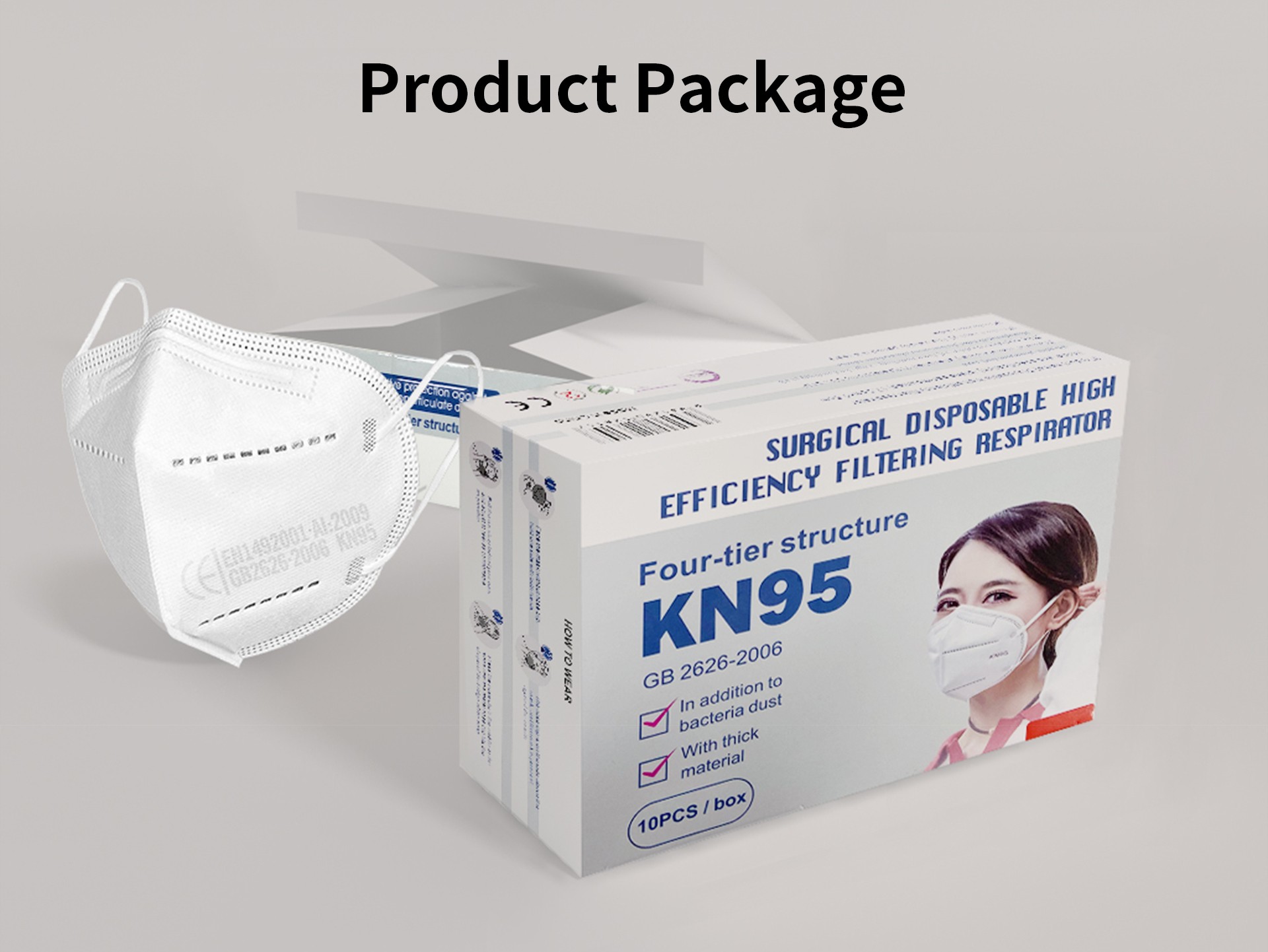 KN95 PM2.5 CE Certification Face Mask Anti-fog Strong Protective Mouth Mask FFP3 Respirator Reusable 10pcs - White
